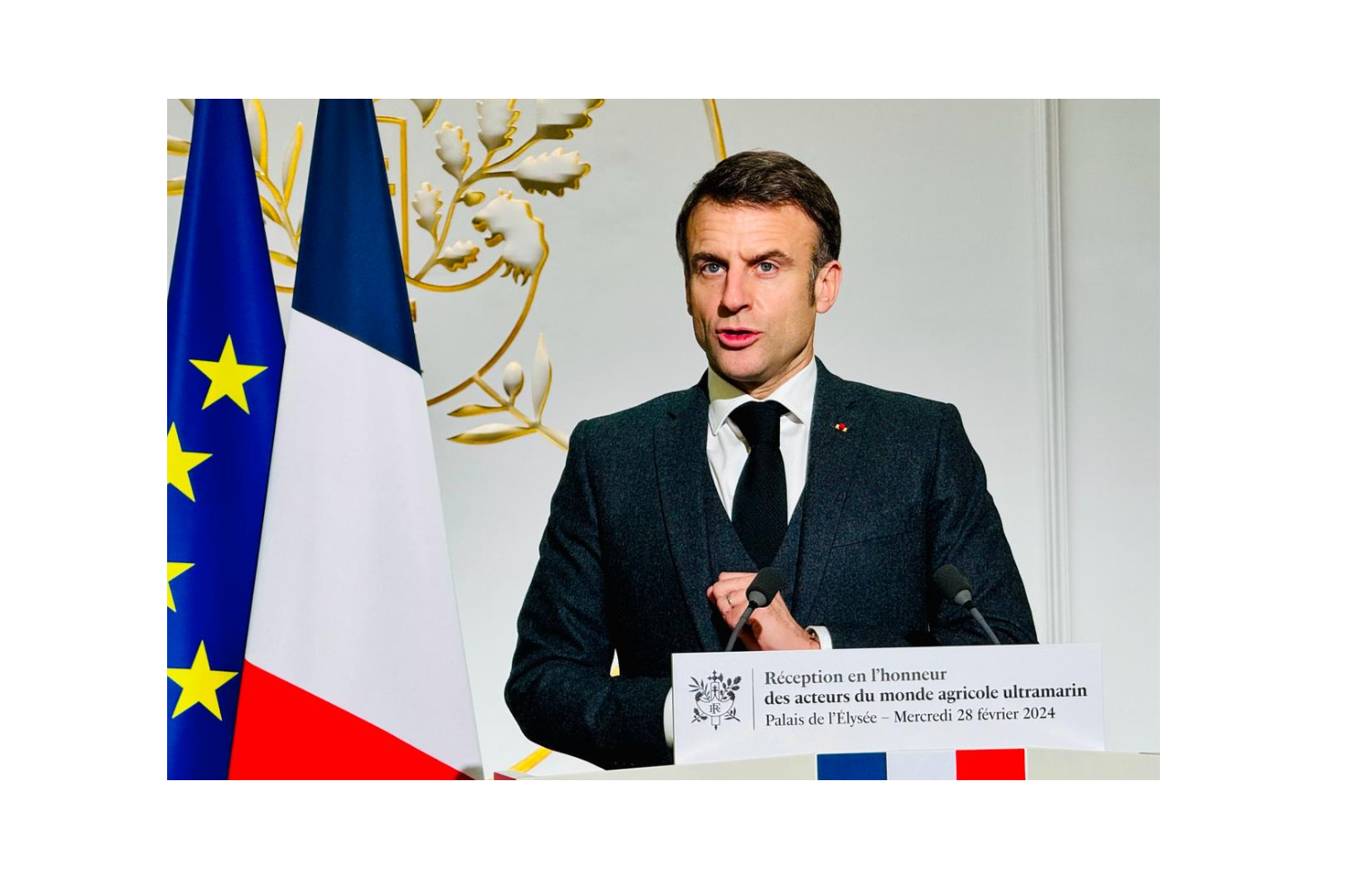 Emmanuel Macron, préside à l'Elysée une réception en l'honneur des acteurs du monde agricole ultramarin